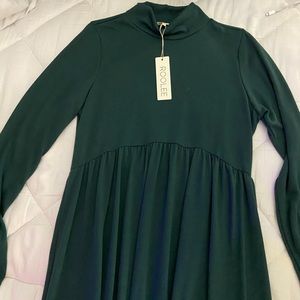 roolee mock neck midi dress